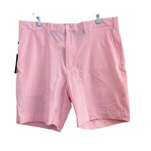 NWT Men's Polo Ralph Lauren Golf Classic Fit Pink/White Striped Shorts. Size 36